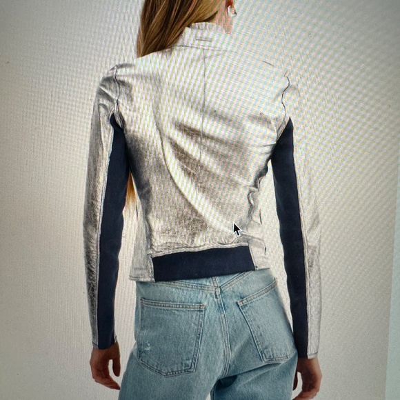 Chapin Reversible Leather Bomber. Smoked blue and silver. XS.  Brand New. - Picture 6 of 6